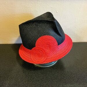 New Black with red trim, 100% natural straw Ophelie hat